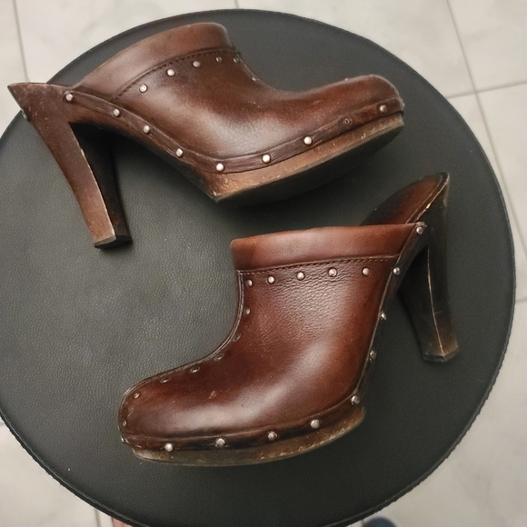 Michael Kors Shoes - Michael Kors Studded Heels Mules Wood Clogs 10